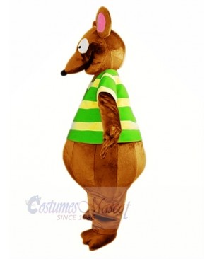 Brown Mouse with Green T-shirt Mascot Costume Animal