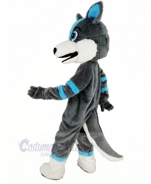 Blue and Gray Husky Dog Fursuit Mascot Costume