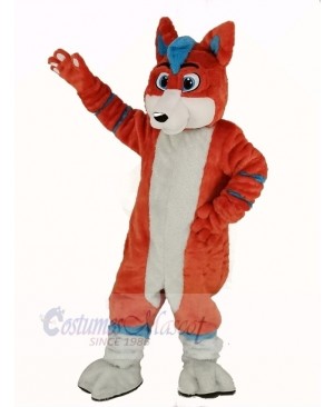 Orange and Blue Husky Dog Fursuit Mascot Costume