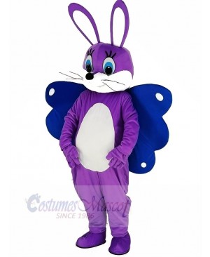 Butterfly Easter Purple Bunny Mascot Costume Cartoon	