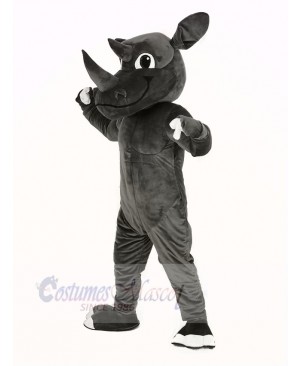 Muscle Gray Rhino Mascot Costume Animal