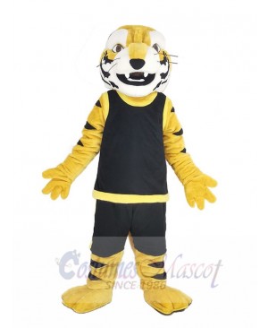 Fierce Tiger in Black Vest Mascot Costume Animal