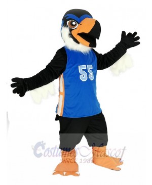 Black Eagle in Blue Jersey Mascot Costume