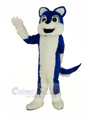 Blue and White Furry Husky Dog Mascot Costume Animal