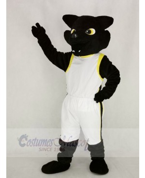 Cool Black Panther with White Coat Mascot Costume Adult
