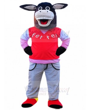 Black Donkey with Long Ears Mascot Costumes Animal