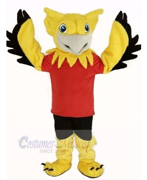 Yellow Gryphon with Red T-shirt Mascot Costume Animal