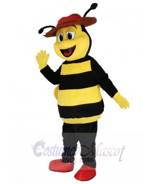 Happy Yellow and Black Bee Mascot Costume