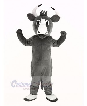 Happy Grey Bull Mascot Costume