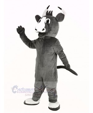 Happy Grey Bull Mascot Costume