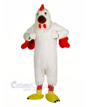 Strong White Chicken Mascot Costumes Cartoon