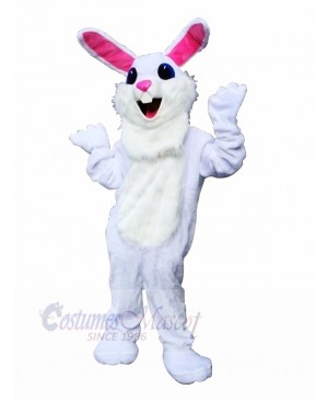 Cute White Easter Bunny Mascot Costumes Cartoon