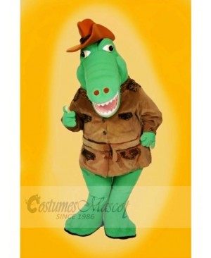 Cool Alligator with Brown Hat Mascot Costumes Cartoon