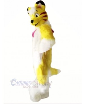 Yellow Furry Husky Dog Mascot Costumes Cartoon	