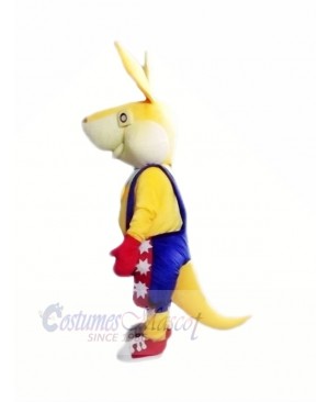 Yellow Rabbit with Blue Overalls Mascot Costumes Cartoon	