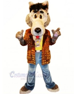 Cool Wolf with Jacket Mascot Costumes Cartoon