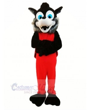 Gray Wolf with Red Clothes Mascot Costume Animal