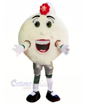 White Pancake Donut Mascot Costume Cartoon