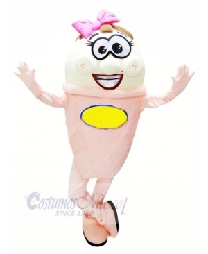 Pink and White Ice Cream Mascot Costume Cartoon 