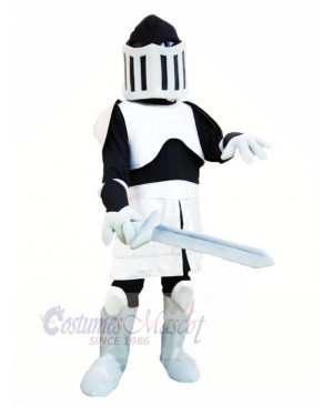 Cool Black and Silver Knight Mascot Costume People