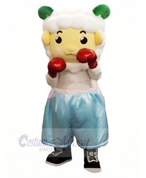 Cute Boxer Sheep Mascot Costume Cartoon