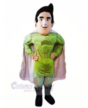 Superman Hero with Green Clothes Mascot Costume Cartoon	