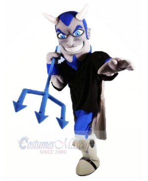 Smiling Devil with Blue Eyes Mascot Costume Cartoon 