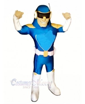 Strong Blue Captain Mascot Costume People
