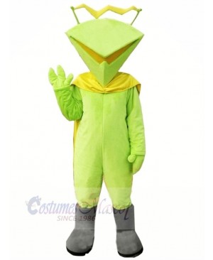 Funny Martian with Green Coat Mascot Costume Cartoon	