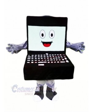 Black Laptop Mascot Costume Cartoon 