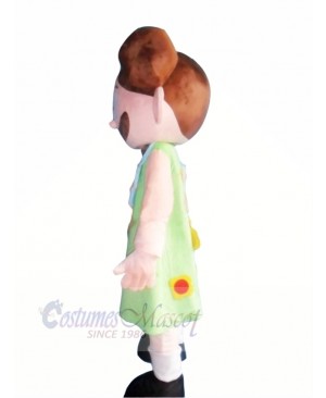 Cute Girl with Big Mouth Mascot Costume Cartoon 	