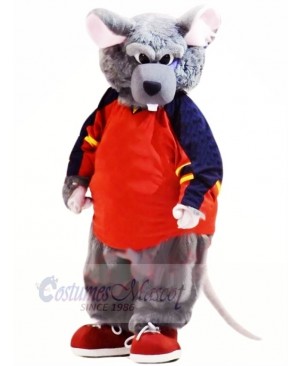 Sport Grey Rat Mascot Costume Cartoon