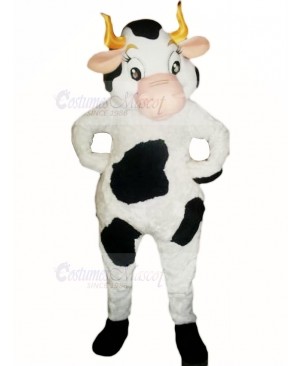 Cow with Golden Horns Mascot Costume Cartoon	