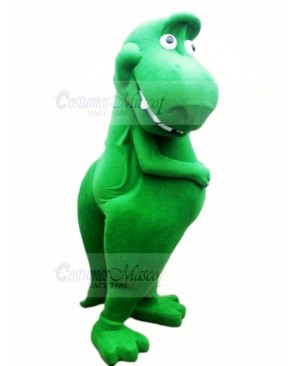 Cute Green Dinosaur T-Rex Mascot Costume Cartoon