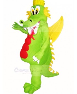 Green Dragon with Yellow Wings Mascot Costume Cartoon	