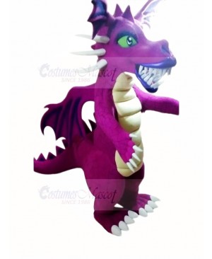 Fierce Purple Dragon Mascot Costume Cartoon