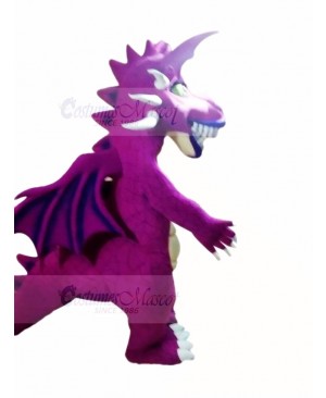 Fierce Purple Dragon Mascot Costume Cartoon