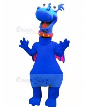 Blue Dragon with Pink Wings Mascot Costume Cartoon