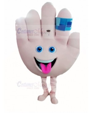 Cute Hand with Band Aid Mascot Costume Cartoon	