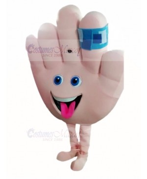 Cute Hand with Band Aid Mascot Costume Cartoon	