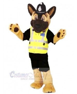 Brown and Black Staffs Police Dog Mascot Costume Cartoon