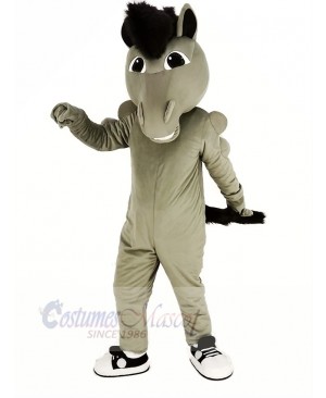 Grey Power Mustang Horse Mascot Costume
