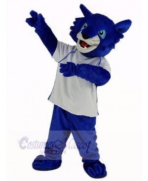 Blue Bobcats with White Shirt Mascot Costume Animal