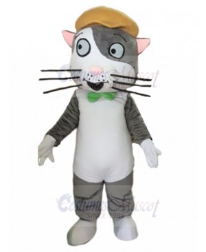 Cheerful Cat Artist Mascot Costume with Melon Cap Animal