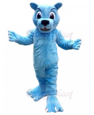 Friendly Blue Cougar Mascot Costume Animal