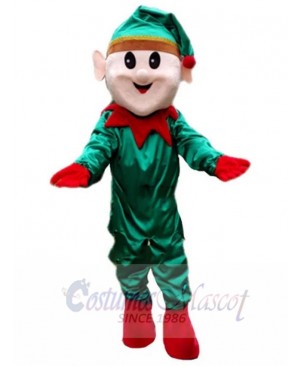 Friendly Green Christmas Elf Mascot Costume Cartoon