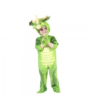 Green Triceratops Dinosaur Costume Dinosaur Jumpsuit Halloween Christmas Dress up Gift for Kid