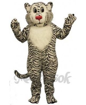 Cute Shy White Lion Mascot Costume