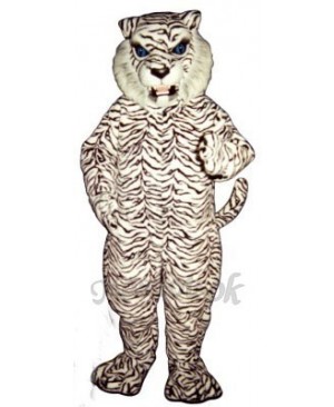 Cute Blue-Eyed White Tiger Mascot Costume