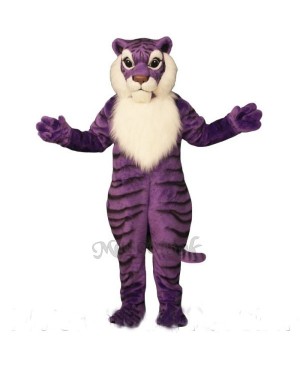 Cute Purple Tiger Mascot Costume